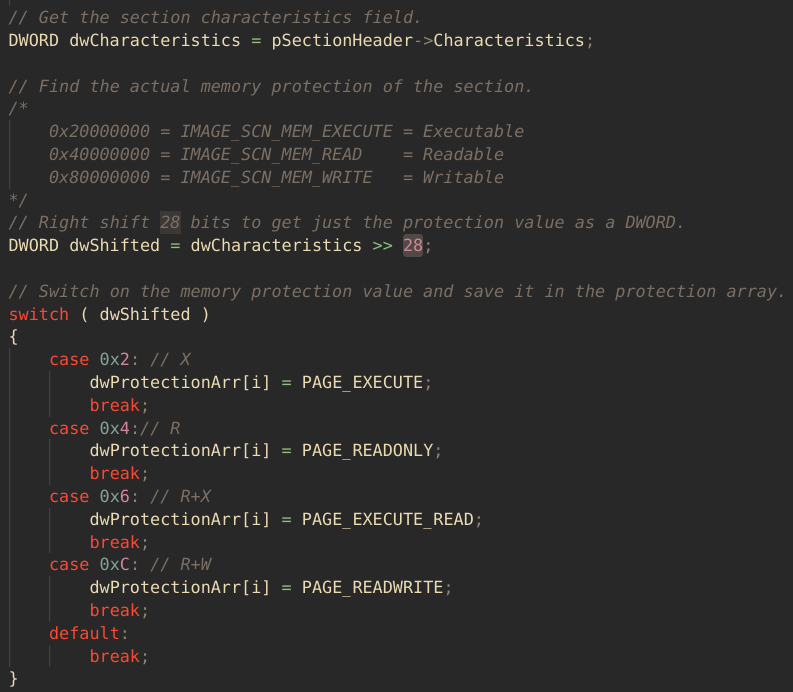 Shifting characteristics in run.c