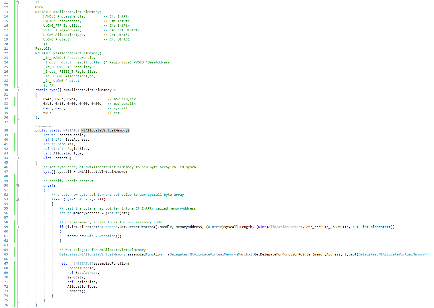 NtAllocateVirtualMemory Code